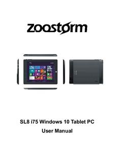 Zoostorm SL8 i75 Windows 10 manual. Tablet Instructions.